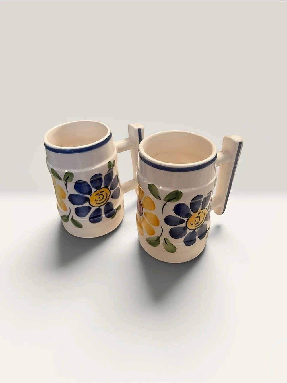 Amfora Portugal hand-painted ceramic piece Mugs Floral Ceramic Mug Set of 2